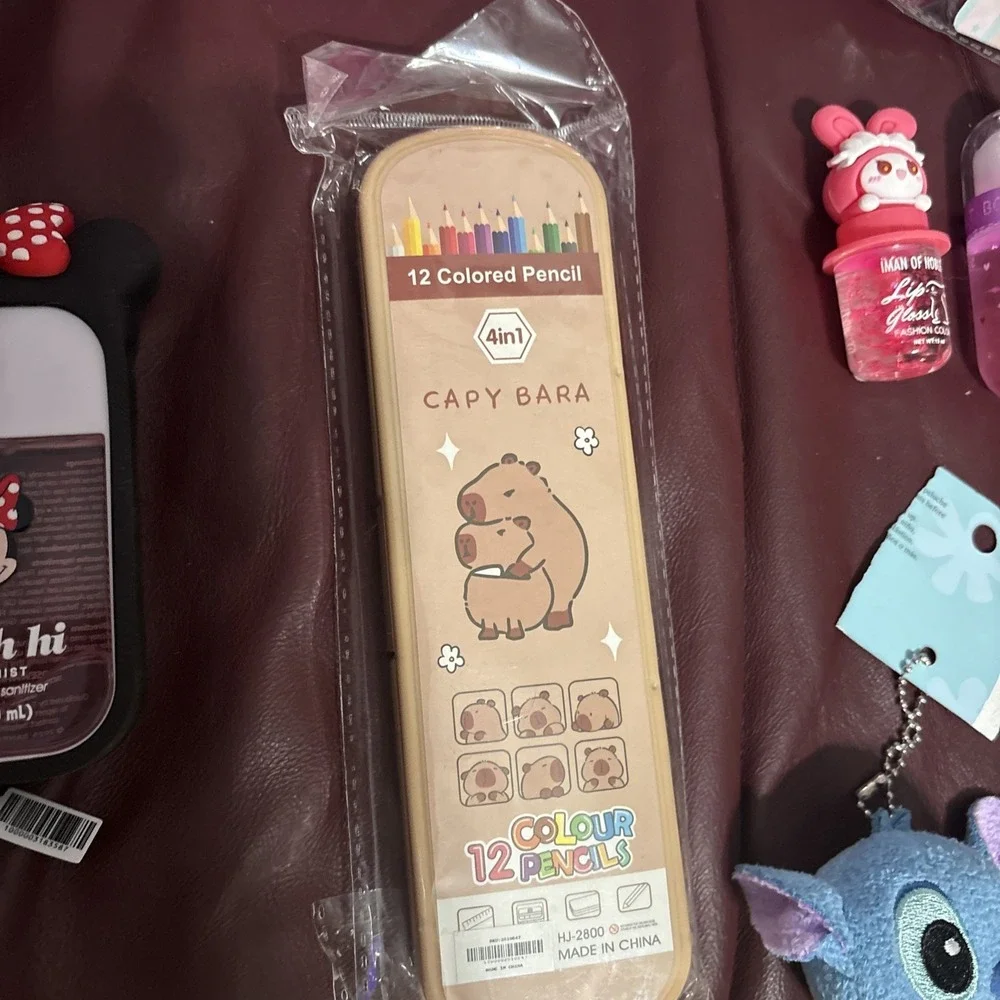 Stationary School Gift Set Bundle Hello Kitty Pencil Eraser Barrette Color Penc